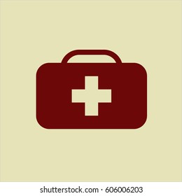 Vector Illustration of Medical briefcase in maroon color
