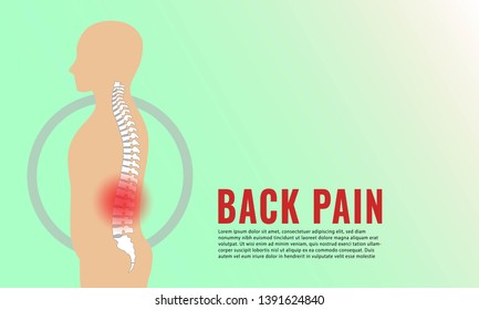 Vector illustration of medical concept poster for back pain or spinal disc herniation. 
