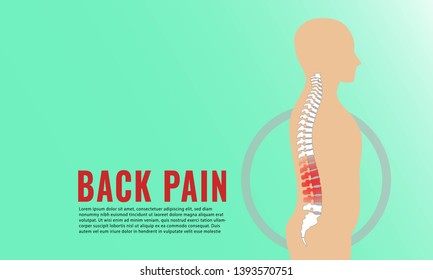Vector illustration of medical concept poster for back pain or spinal disc herniation. 