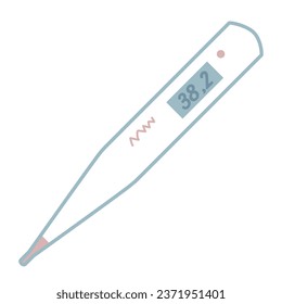 Vector illustration of medical electronic thermometer with display. Isolated object in flat style