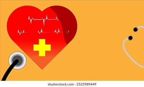 Vector illustration of medical equipment and heartbeat