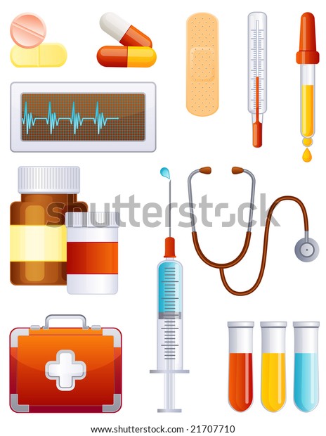 Vector Illustration Medical Equipment Icon Set Stock Vector (Royalty ...