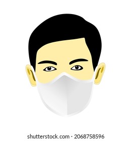 ilustración vectorial. Máscara de cara médica, icono de máscara de gripe. Seguridad respiratoria Mascarilla de moda , Mascarilla de algodón para el virus Corona , Protección contra el polvo para el hospital o equipo de protección contra la contaminación 