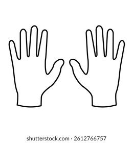 Vector Illustration of Medical Gloves, equipment or property in the medical 
field, rubber clothing for protection against bacteria and viruses, line icon style.  