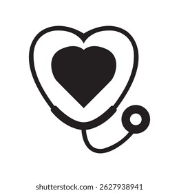 Vector illustration of a medical health check silhouette with stethoscope