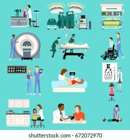 A vector illustration of Medical Healthcare Activities Cliparts