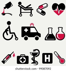 Vector illustration of medical icons.