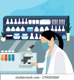 Vector Illustration Of Medical Laboratory Technologist