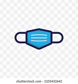 Vector illustration of medical mask in blue colors and transparent background(png).