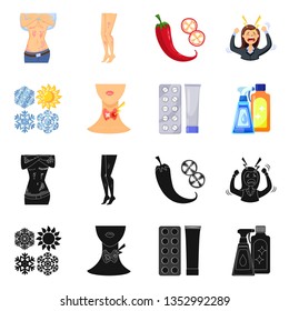Vector illustration of medical and pain  icon. Set of medical and disease stock symbol for web.