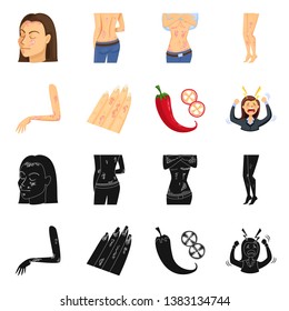 Vector illustration of medical and pain  icon. Set of medical and disease vector icon for stock.