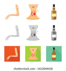 Vector illustration of medical and pain  icon. Collection of medical and disease vector icon for stock.