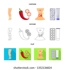 Vector illustration of medical and pain  logo. Collection of medical and disease stock symbol for web.