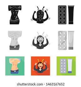 Vector illustration of medical and pain logo. Set of medical and disease stock vector illustration.