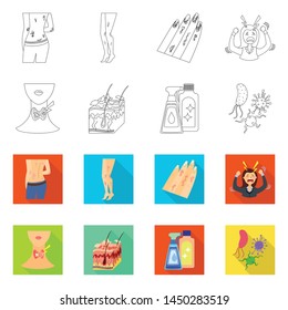 Vector illustration of medical and pain symbol. Set of medical and disease vector icon for stock.