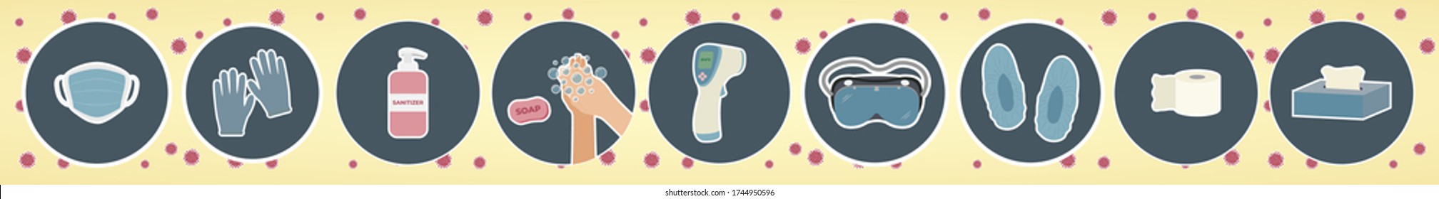 vector illustration for medical personal protective equipment, personnel infection prevention kit during global outbreak of covid-19