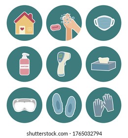 vector illustration for medical personal protective equipment, personnel infection prevention kit during global outbreak of covid-19
