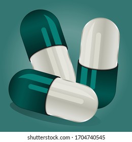Vector illustration of medical pills with background.
