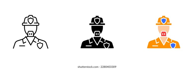 A vector illustration of a medical professional wearing scrubs and a stethoscope, ready to provide medical care and assistance. Vector set of icons in line, black and colorful styles isolated.
