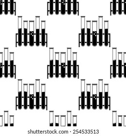 Vector illustration of medical seamless pattern on white background. Test-tube.