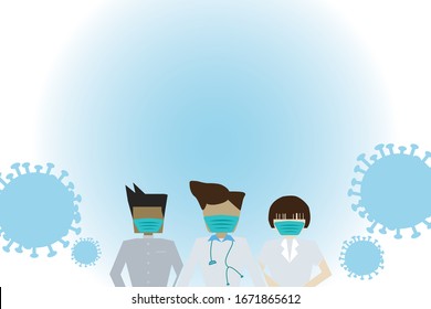  Vector illustration of medical staff are wearing facemask for prevention form covid19.
Medical staff are wearing facemask for prevention coronavirus.coronavirus pandemic.
doctor character flat design