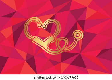 Vector Illustration of Medical Stethoscope Icon with Red Polygon and Geometric. Graphic Design for Template, Layout, Background, Poster and More.