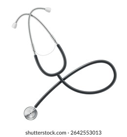 Vector illustration of medical stethoscope isolated on white background suitable for educational content, medical training materials and healthcare graphics.