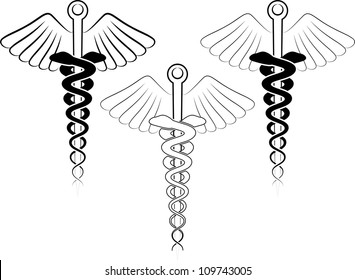 vector illustration of the medical symbol - esculap