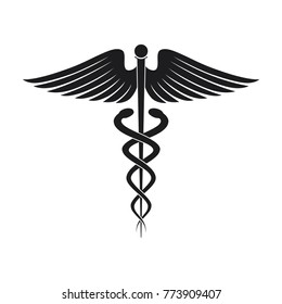 Medical Caduceus Black White Stock Vector (Royalty Free) 191036921 ...