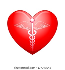 vector illustration of medical symbol on heart
