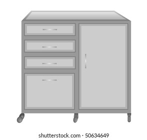 Vector illustration of a medical table on castors