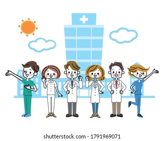 Vector illustration of medical team.