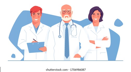 Vector Illustration Medical Team Group Physicians Stock Vector (Royalty ...