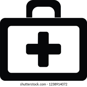 Vector illustration of a medicine bag icon is black and white on a white background, simple icon
