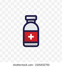 Vector illustration of medicine bottle in red colors and transparent background(png).