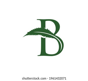 A vector Illustration of Medicine Cannabis Leaf Initial Letter B