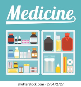 Vector Illustration Of Medicine Cupboard
