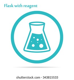 Vector illustration. Medicine icon cell - flask with reagent
