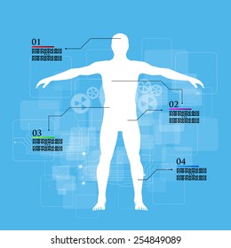 Vector Illustration Of Medicine Infographics. Schematic Description Of The Human Body.