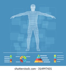 Vector illustration of medicine infographics. Schematic description of the human body.