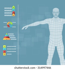 Vector illustration of medicine infographics. Schematic description of the human body.