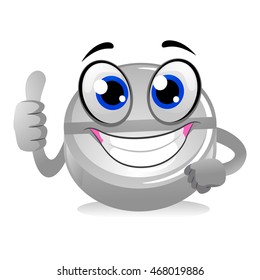 Vector Illustration of Medicine Tablet Mascot doing Ok Hand sign