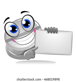 Vector Illustration of Medicine Tablet Mascot holding blank Board