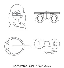 Vector illustration of medicine and technology icon. Set of medicine and eyesight stock symbol for web.