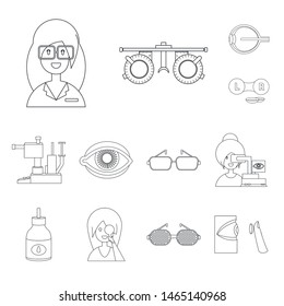 Vector illustration of medicine and technology sign. Set of medicine and eyesight vector icon for stock.