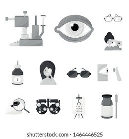 Vector illustration of medicine and technology symbol. Set of medicine and eyesight stock symbol for web.