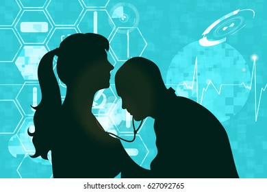 Vector illustration medicine theme on blue background