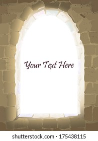 Vector illustration, medieval abstract window, card concept.