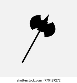 Vector illustration of a medieval ax in gray color