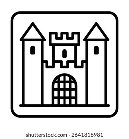 Vector illustration of medieval castle icon. Editable stroke.